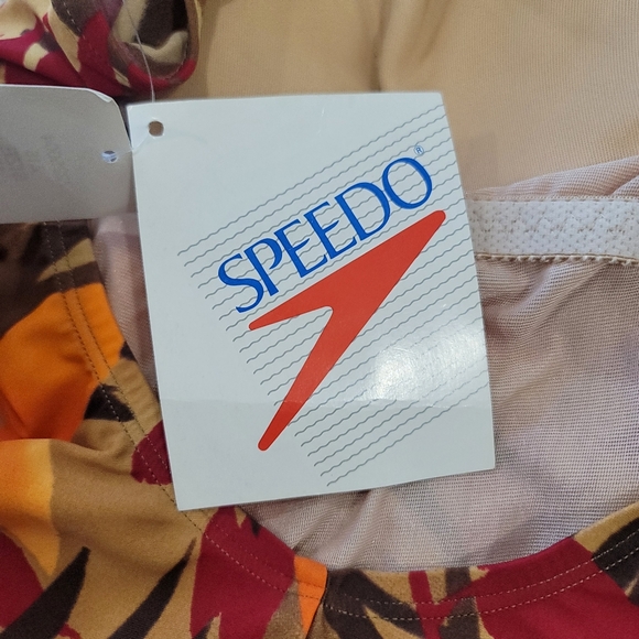 NEW SPEEDO Orange And Brown Floral One Piece Swimsuit Size 18 Vintage - Picture 13 of 13